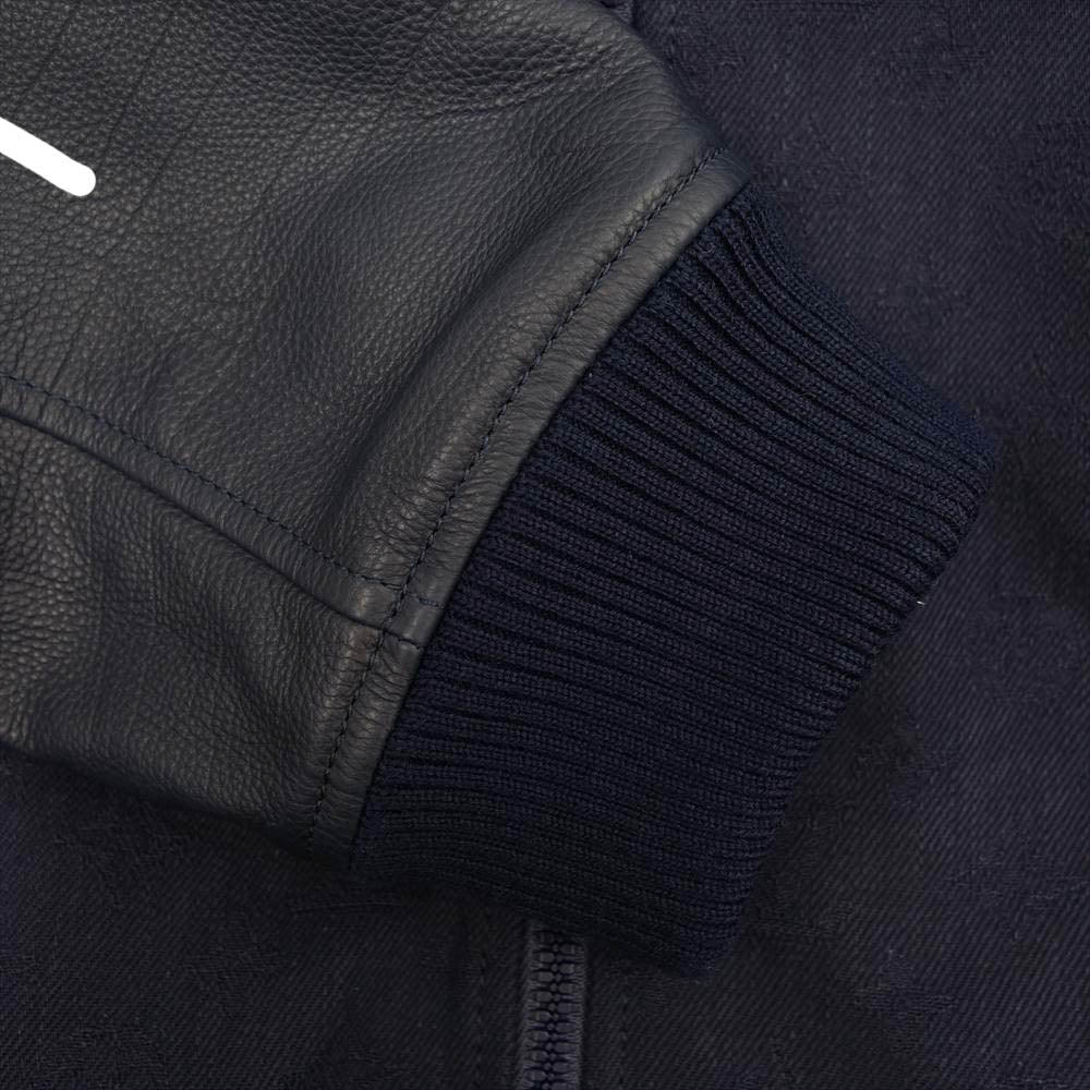 LOUIS VUITTON ルイ・ヴィトン 袖レザー モノグラム デニム ブルゾン ウォーターカラー ネイビー系 54【美品】【中古】