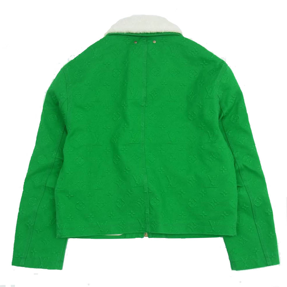 LOUIS VUITTON ルイ・ヴィトン 襟ボア モノグラム ワークウェア デニム ブルゾン グリーン グリーン系 50【美品】【中古】
