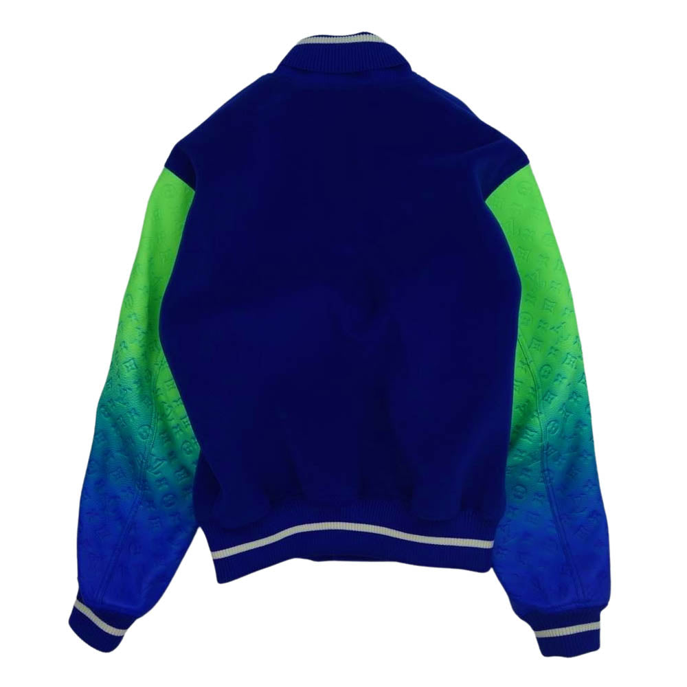 LOUIS VUITTON ルイ・ヴィトン 22SS 1A9UJR ミックス グラディエント レザー ボンバー ジャケット ライトグリーン×ブルー系 52【極上美品】【中古】