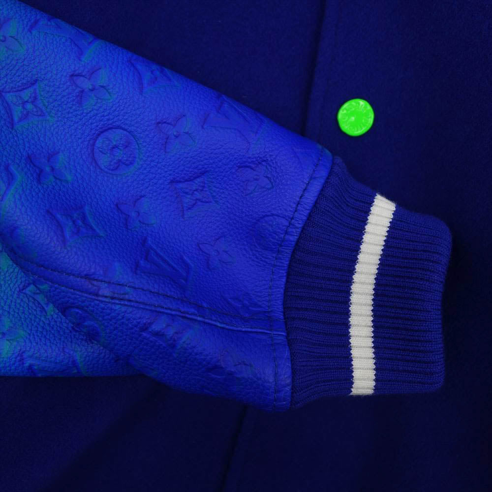 LOUIS VUITTON ルイ・ヴィトン 22SS 1A9UJR ミックス グラディエント レザー ボンバー ジャケット ライトグリーン×ブルー系 52【極上美品】【中古】