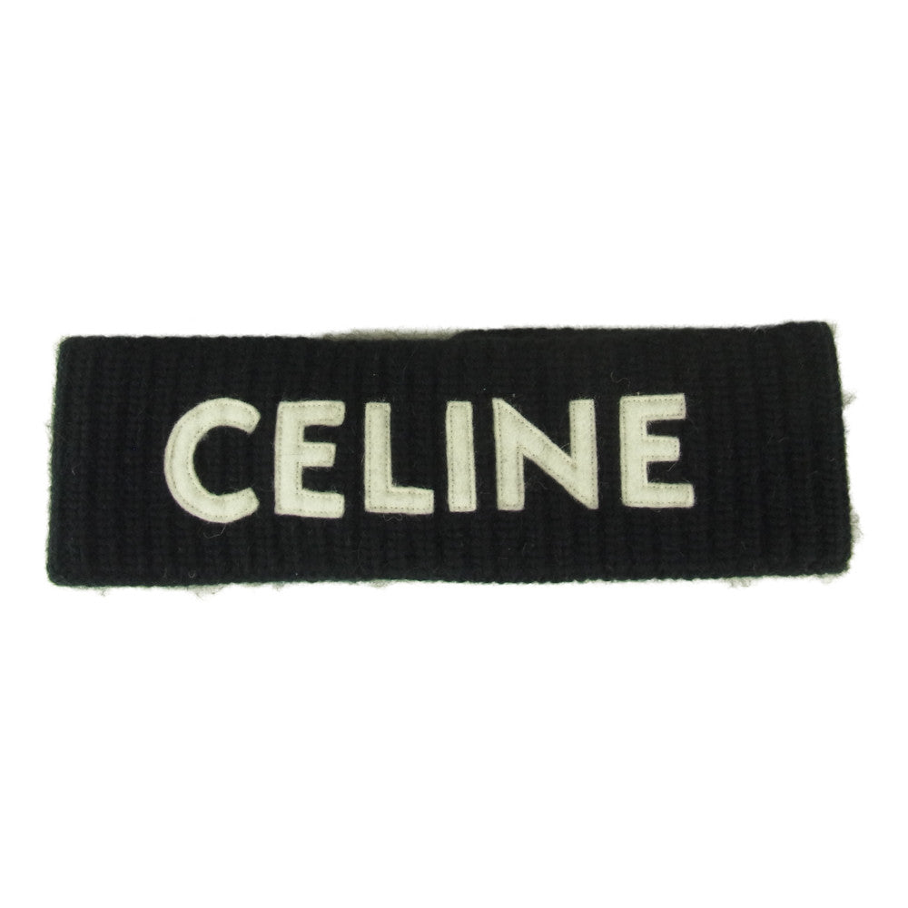 CELINE セリーヌ 2300 2A42R  国内正規品 ロゴ ウール ヘアバンド ブラック系【中古】