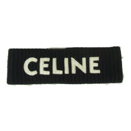CELINE セリーヌ 2300 2A42R  国内正規品 ロゴ ウール ヘアバンド ブラック系【中古】