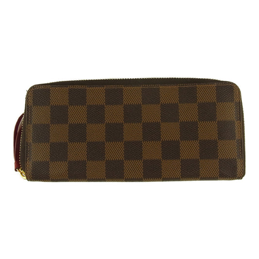 LOUIS VUITTON ルイ・ヴィトン N60534 ポルトフォイユ クレマンス ダミエ エベヌ スリーズ ラウンドファスナー 財布 ウォレット ブラウン系【中古】