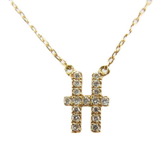 AHKAH アーカー K18YG H イニシャル ダイヤ パヴェセッティング ネックレス ゴールド系【中古】
