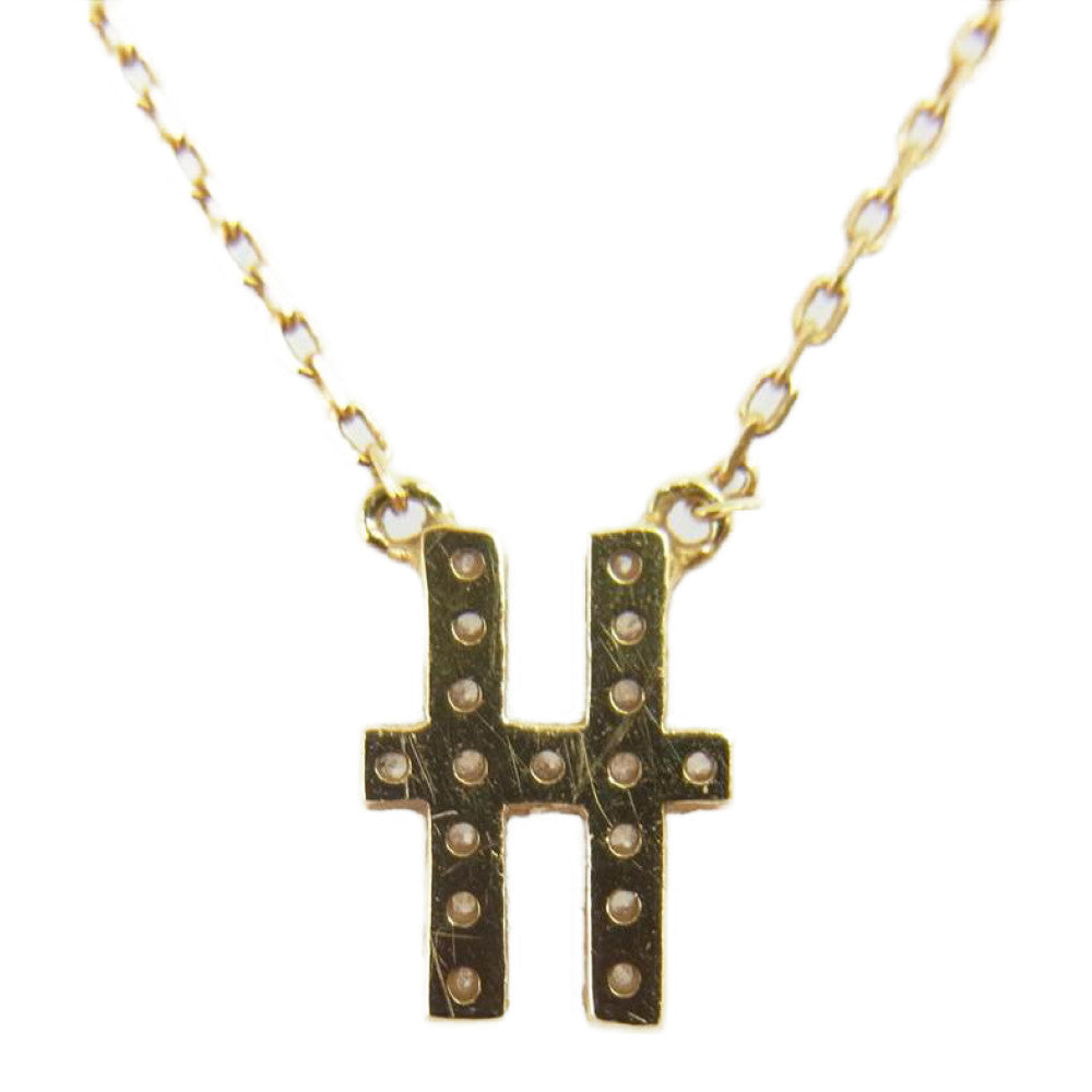 AHKAH アーカー K18YG H イニシャル ダイヤ パヴェセッティング ネックレス ゴールド系【中古】