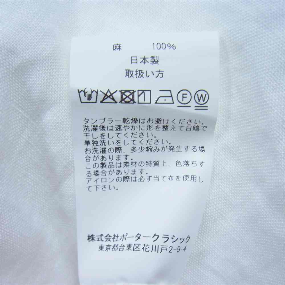 PORTER CLASSIC ポータークラシック ROLL UP LINEN SHIRT ロールアップ リネン 長袖 シャツ ホワイト系 M【中古】
