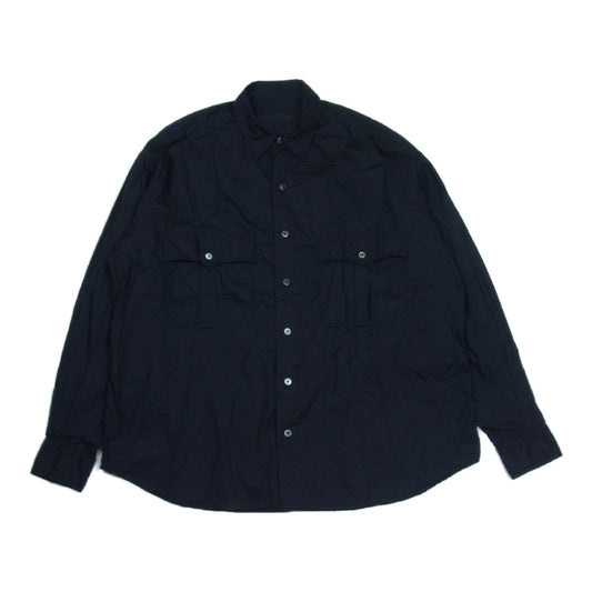 PORTER CLASSIC ポータークラシック ROLL UP MICRO TWILL SHIRT ロールアップ マイクロ ツイル 長袖 シャツ ブラック系 M【中古】