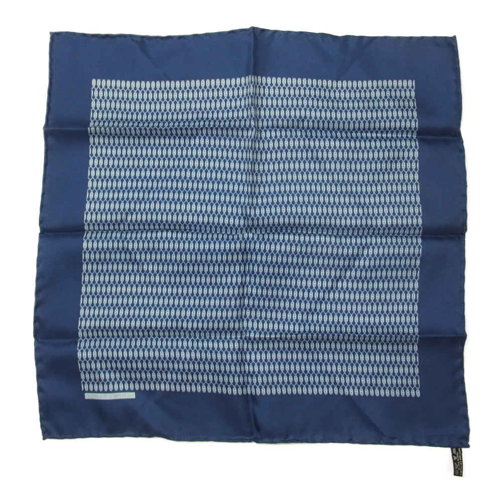 HERMES エルメス カレ42 プチカレ シルク100％ ロープ柄 スカーフ ブルー ネイビー系【中古】