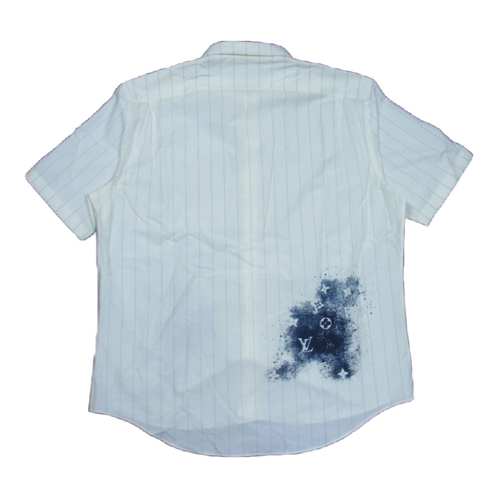 LOUIS VUITTON ルイ・ヴィトン 20SS 1A5VRX 国内正規品 モノグラムスプレー パターン ストライプ DNA ショートスリーブ 半袖 シャツ ホワイト系 XXL【美品】【中古】