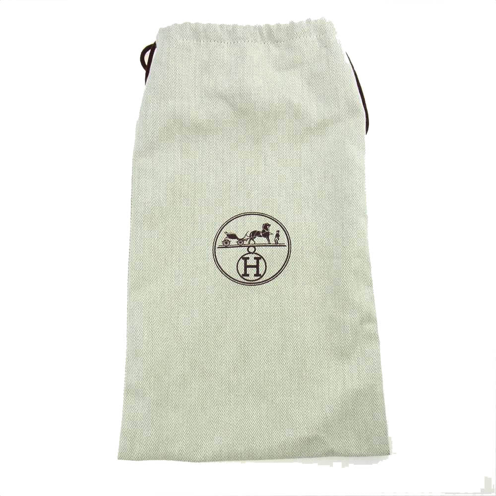 HERMES エルメス シルバー金具 クレマン ベルトストラップ レザー グルカ サンダル ブラック系 43【極上美品】【中古】