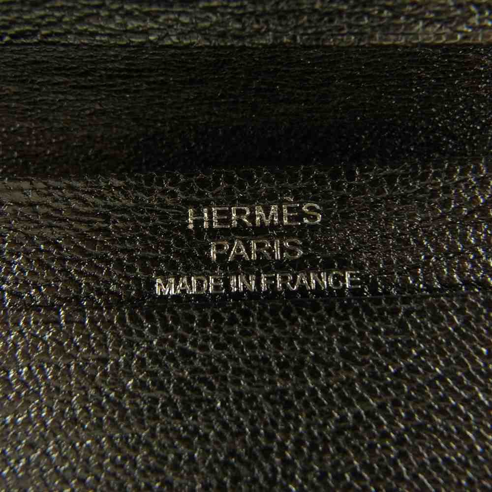HERMES エルメス ベアン カードケース シルバー金具 D刻印 ブラック系【中古】