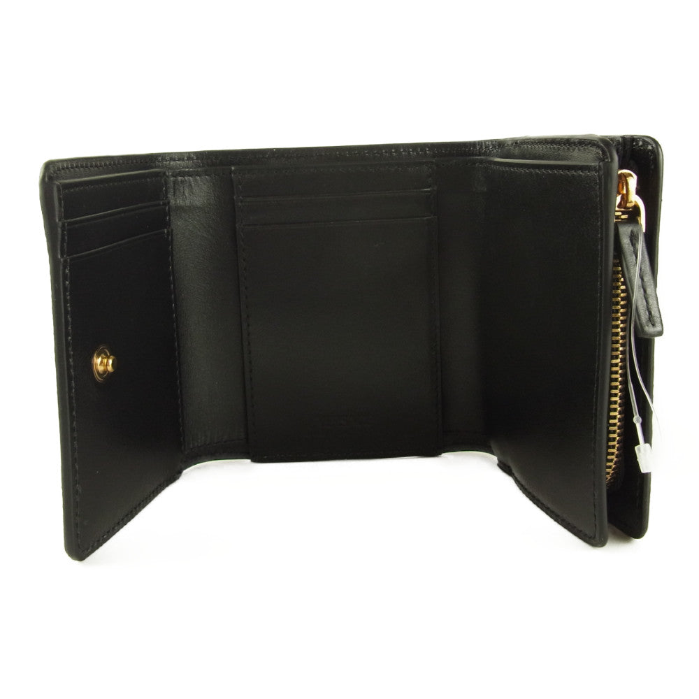 VERSACE ヴェルサーチ 1002243 1A01444 5B15V ラ グレカ シグネチャー 三つ折り コンパクト ウォレット ブラック系【新古品】【未使用】【中古】