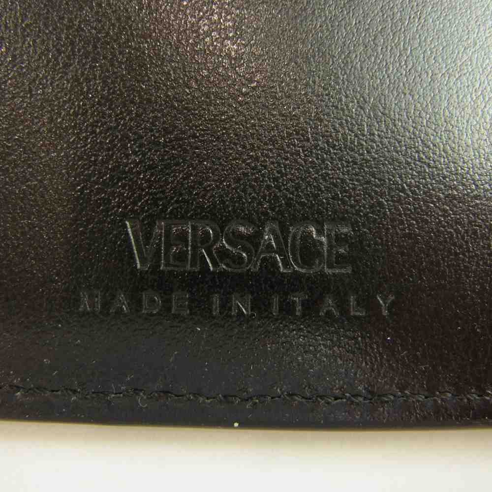 VERSACE ヴェルサーチ 1002243 1A01444 5B15V ラ グレカ シグネチャー 三つ折り コンパクト ウォレット ブラック系【新古品】【未使用】【中古】