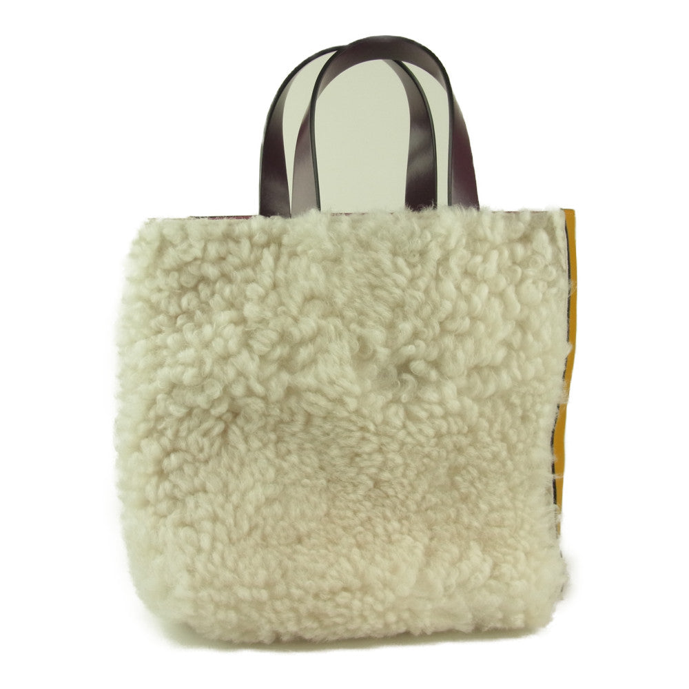 MARNI マルニ SHMP0040Q2 ムートン レザー ボア 2WAY ショルダー ハンド バッグ ベージュ系 ホワイト系【美品】【中古】