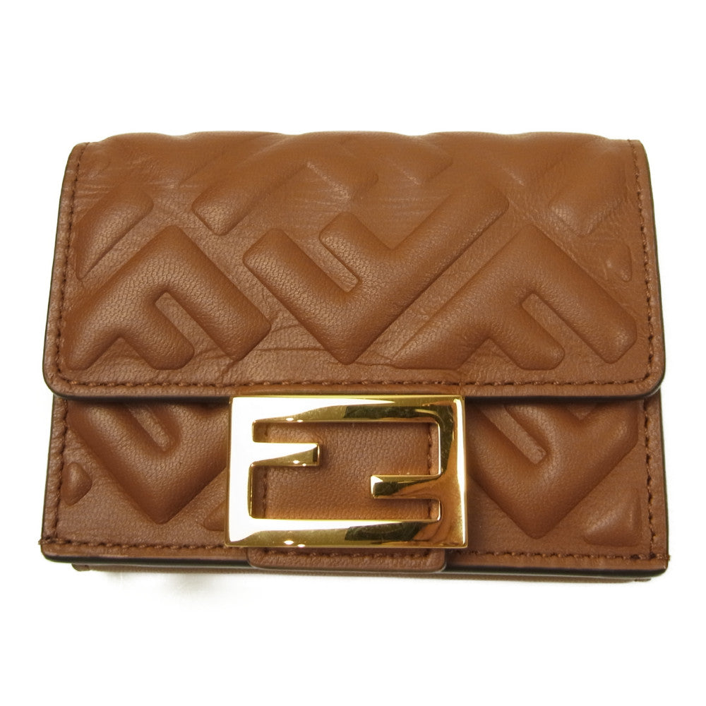 FENDI フェンディ 8M0395 AAJD F1B15 BAGUETTE バゲット  三つ折り レザー ミニ ウォレット 財布 ブラウン系【新古品】【未使用】【中古】