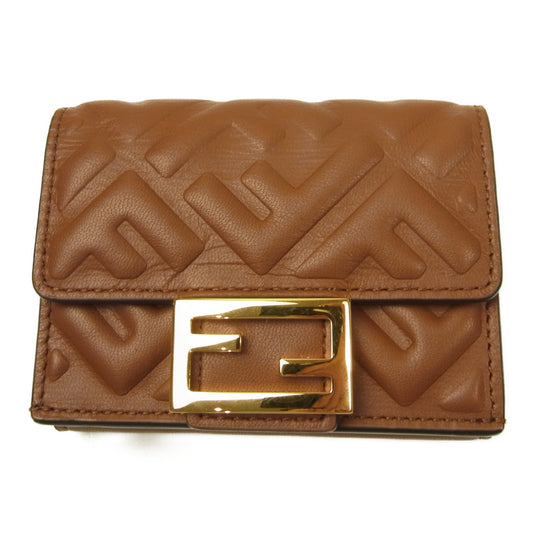 FENDI フェンディ 8M0395 AAJD F1B15 BAGUETTE バゲット  三つ折り レザー ミニ ウォレット 財布 ブラウン系【新古品】【未使用】【中古】