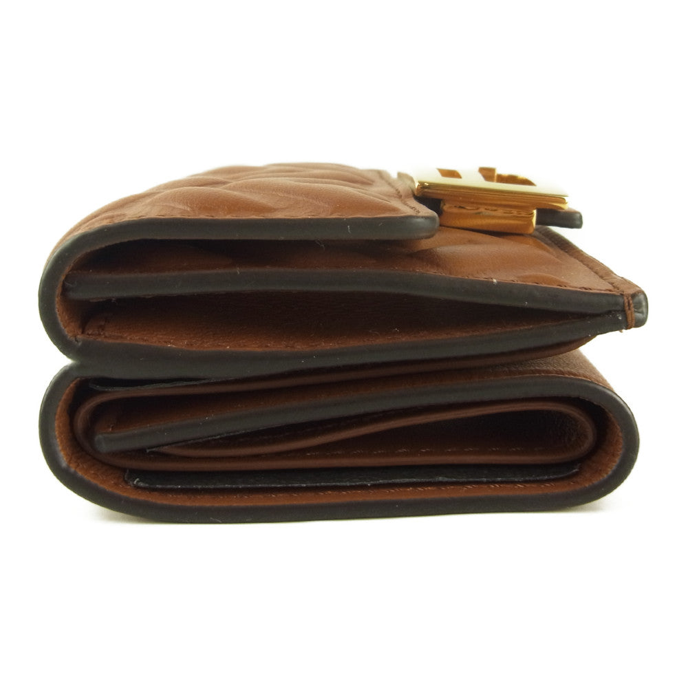 FENDI フェンディ 8M0395 AAJD F1B15 BAGUETTE バゲット  三つ折り レザー ミニ ウォレット 財布 ブラウン系【新古品】【未使用】【中古】
