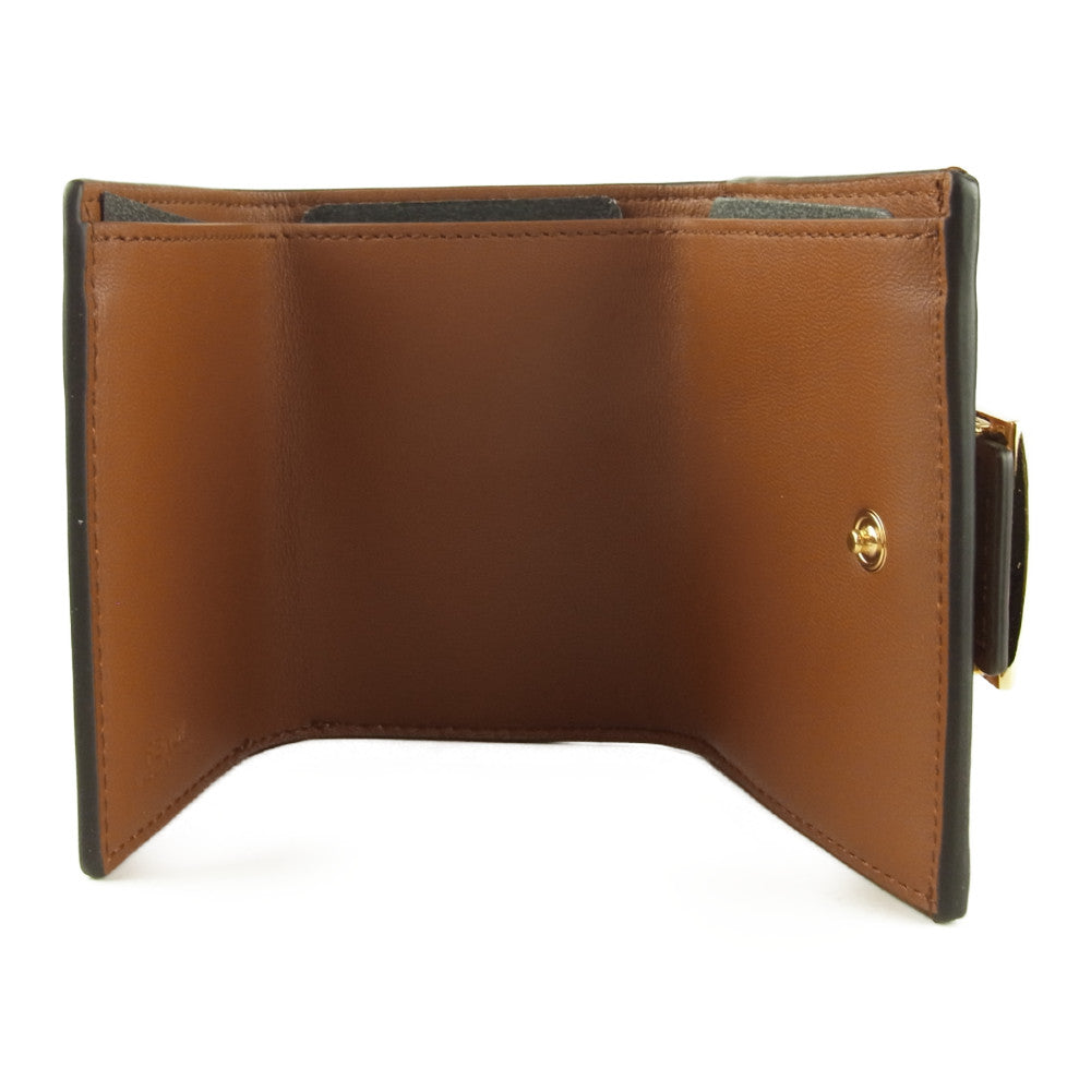 FENDI フェンディ 8M0395 AAJD F1B15 BAGUETTE バゲット  三つ折り レザー ミニ ウォレット 財布 ブラウン系【新古品】【未使用】【中古】