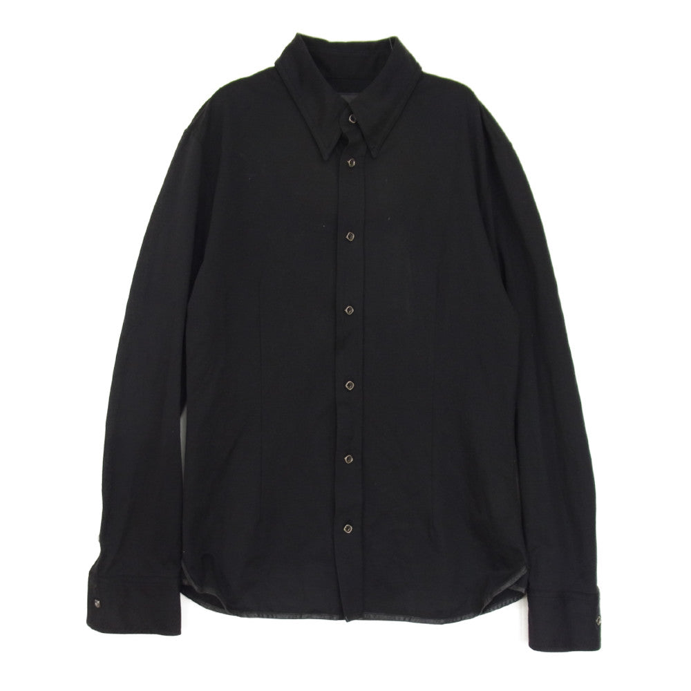ISAMUKATAYAMA BACKLASH イサムカタヤマバックラッシュ 1388-01  シープレザー シワ加工 ストレッチ 長袖 シャツ ブラック系 M【中古】