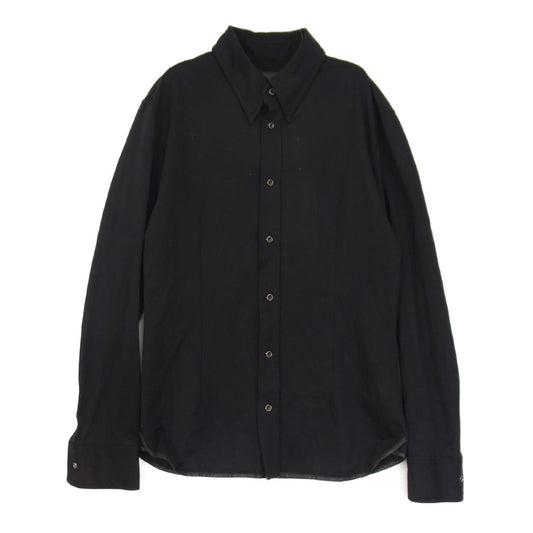 ISAMUKATAYAMA BACKLASH イサムカタヤマバックラッシュ 1388-01  シープレザー シワ加工 ストレッチ 長袖 シャツ ブラック系 M【中古】