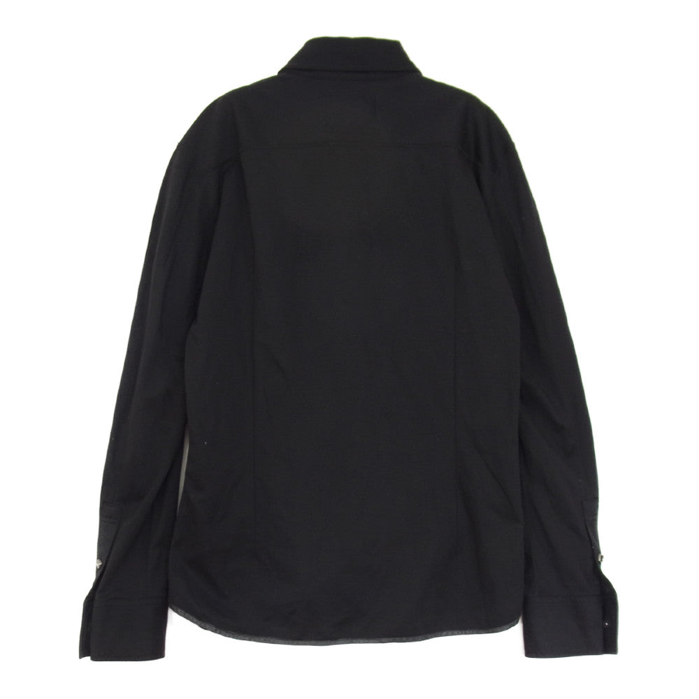 ISAMUKATAYAMA BACKLASH イサムカタヤマバックラッシュ 1388-01  シープレザー シワ加工 ストレッチ 長袖 シャツ ブラック系 M【中古】