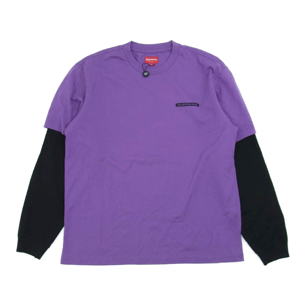 Supreme シュプリーム 21SS Paneled L/S Top ロングスリーブ Tシャツ カットソー パープル系 S【中古】