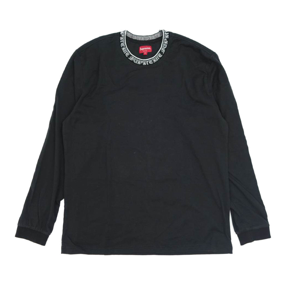 Supreme シュプリーム 21SS Old English Collar Logo L/S Top オールド イングリッシュ カラー ロゴ ロングスリーブ Tシャツ  ブラック系 S【中古】