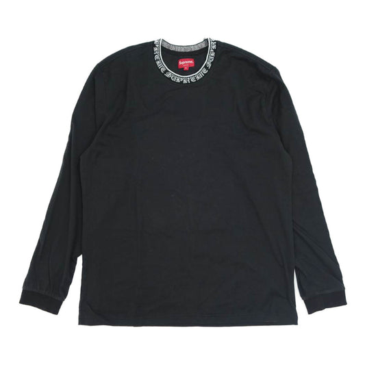 Supreme シュプリーム 21SS Old English Collar Logo L/S Top オールド イングリッシュ カラー ロゴ ロングスリーブ Tシャツ  ブラック系 S【中古】