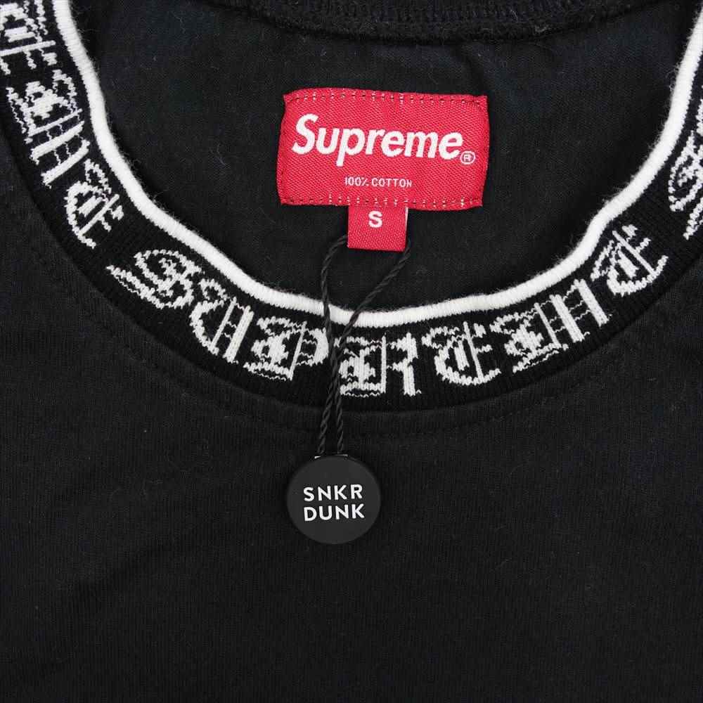 Supreme シュプリーム 21SS Old English Collar Logo L/S Top オールド イングリッシュ カラー ロゴ ロングスリーブ Tシャツ  ブラック系 S【中古】