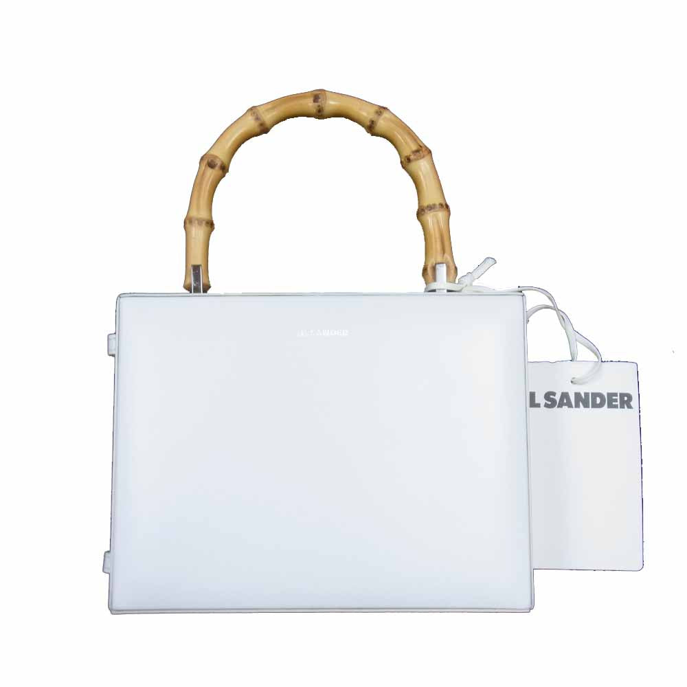 JIL SANDER ジルサンダー バンブーハンドル スクエア 2way ミニ ショルダー ハンド バッグ ホワイト系【中古】