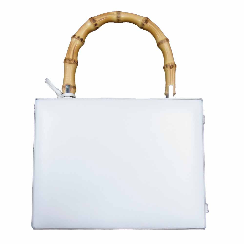 JIL SANDER ジルサンダー バンブーハンドル スクエア 2way ミニ ショルダー ハンド バッグ ホワイト系【中古】