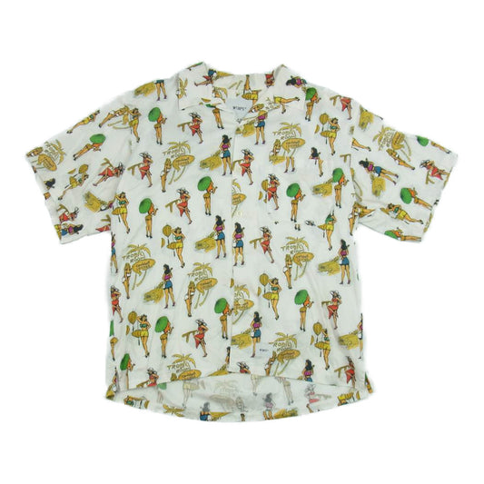 WTAPS ダブルタップス 20SS 201TQDT-SHM04 SLY SS オープンカラー 総柄 半袖 シャツ ホワイト系 X03【中古】