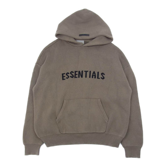 FEAR OF GOD フィアオブゴッド 21AW ESSENTIALS KNIT HOODIE HARVEST エッセンシャルズ  ニットパーカー ブラウン系 XL【中古】