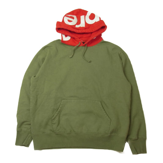 Supreme シュプリーム 21AW Contrast Hooded Sweatshirt コントラスト フーデット スウェット パーカー S カーキ系 レッド系 S【中古】