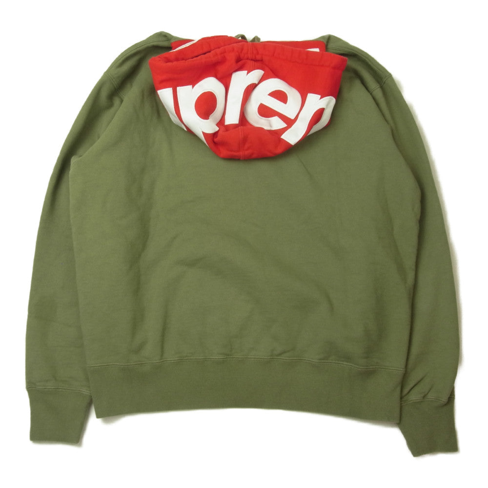 Supreme シュプリーム 21AW Contrast Hooded Sweatshirt コントラスト フーデット スウェット パーカー S カーキ系 レッド系 S【中古】