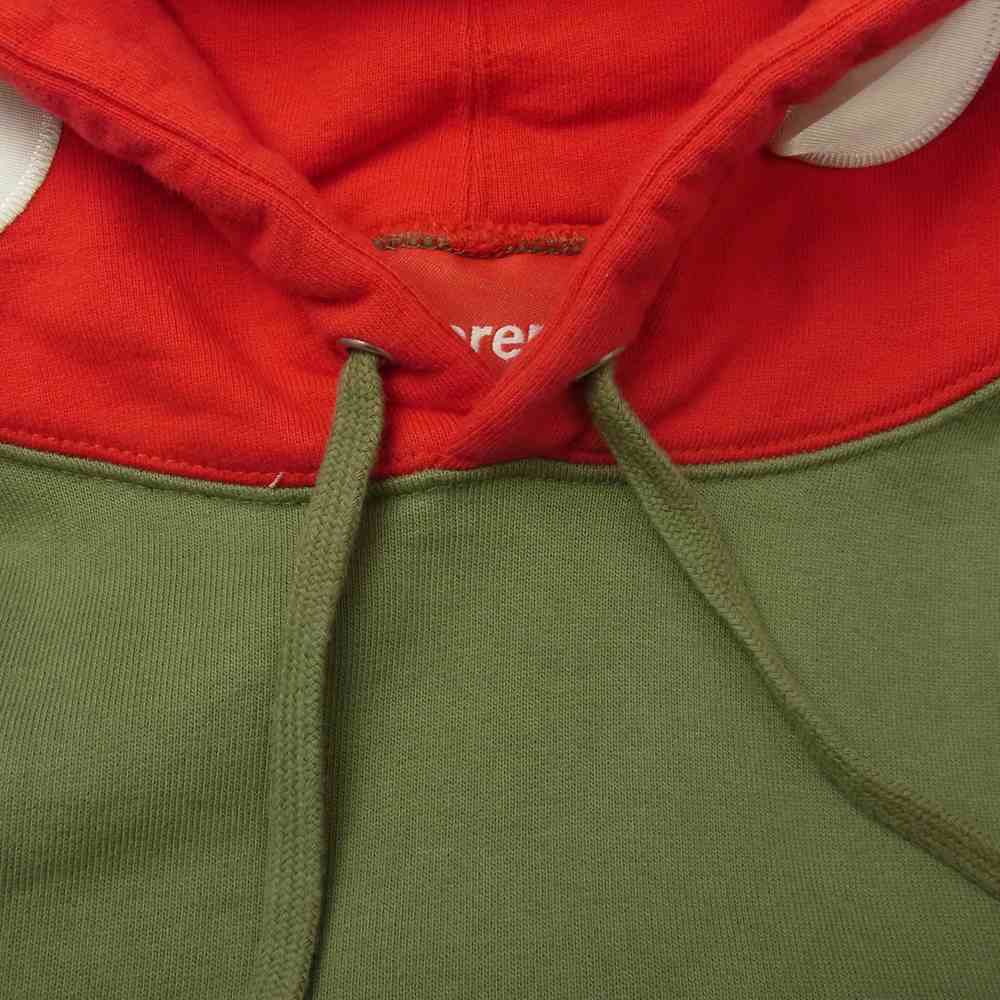 Supreme シュプリーム 21AW Contrast Hooded Sweatshirt コントラスト フーデット スウェット パーカー S カーキ系 レッド系 S【中古】