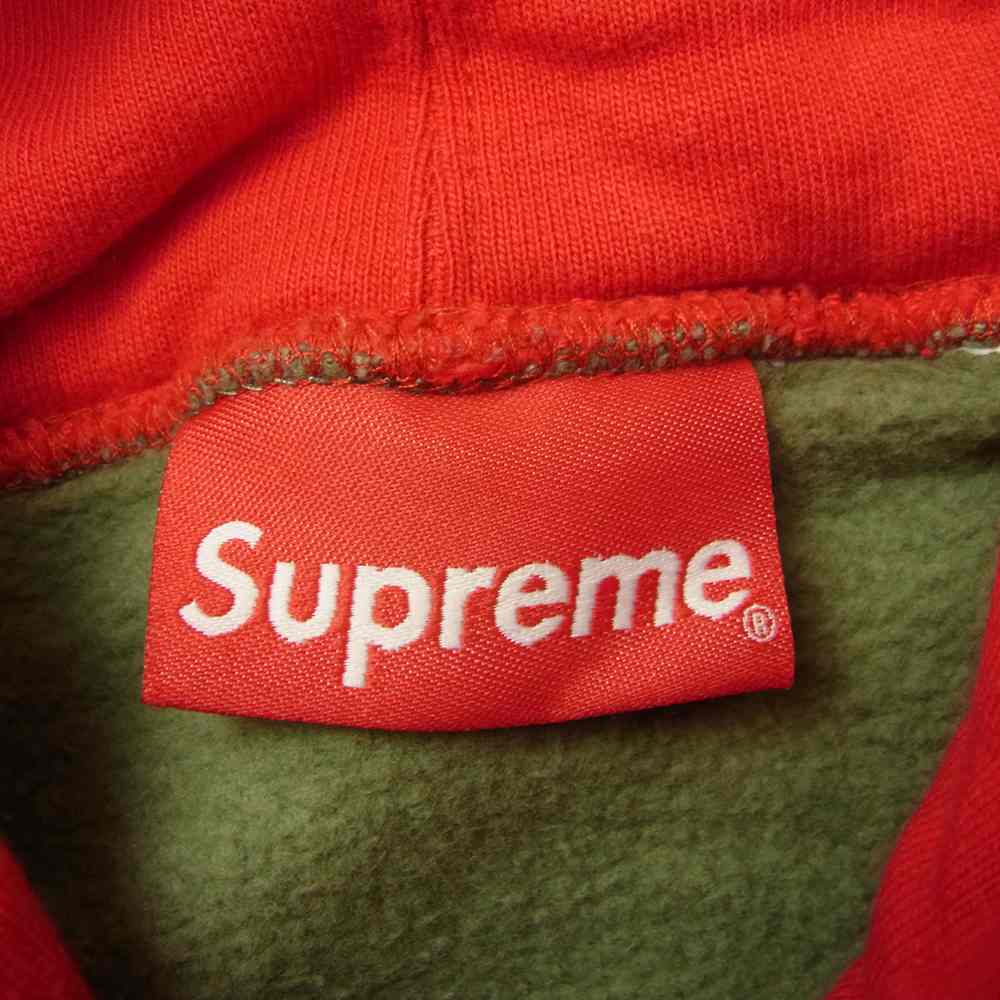 Supreme シュプリーム 21AW Contrast Hooded Sweatshirt コントラスト フーデット スウェット パーカー S カーキ系 レッド系 S【中古】