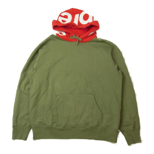 Supreme シュプリーム 21AW Contrast Hooded Sweatshirt コントラスト フーデット スウェット パーカー M カーキ系 レッド系 M【中古】