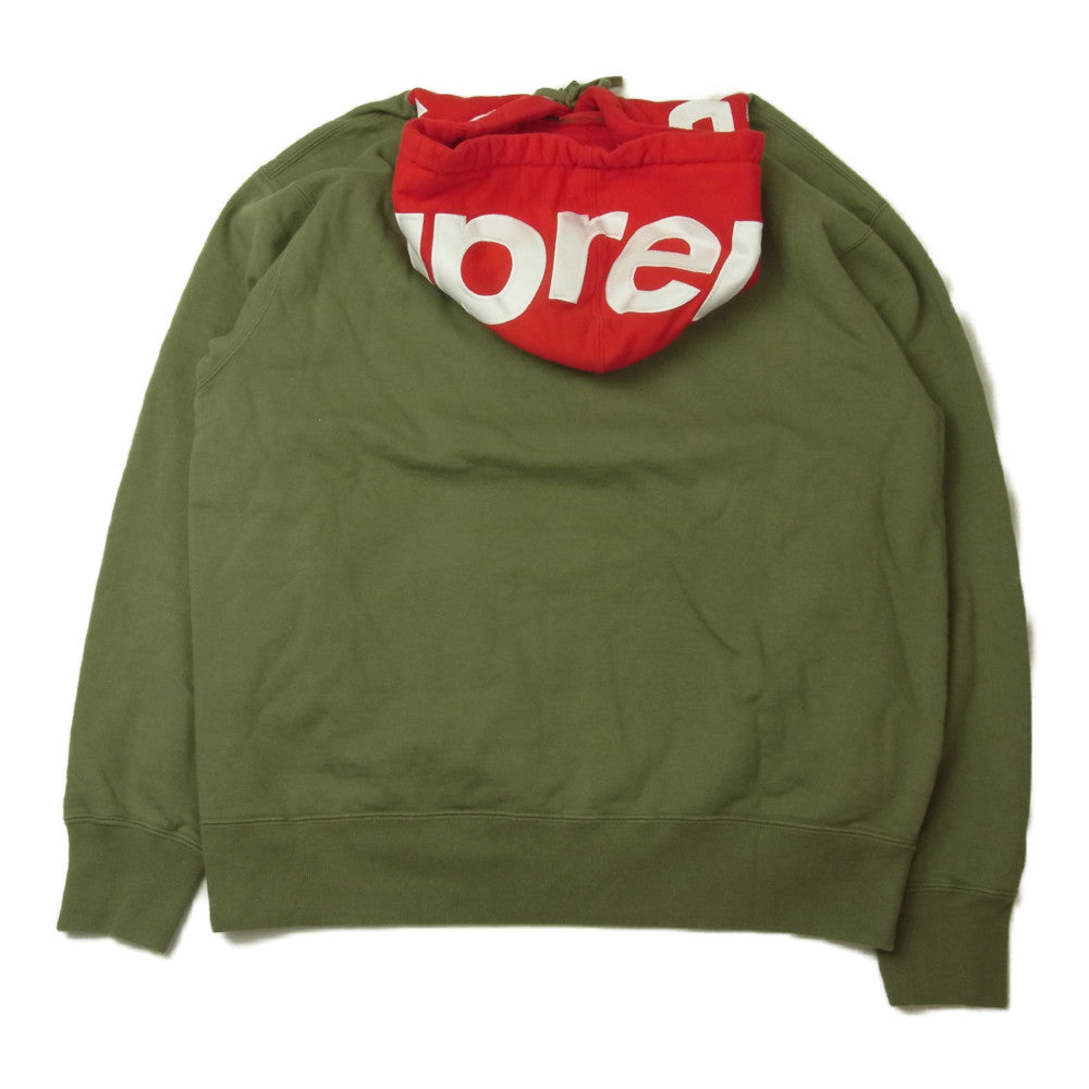 Supreme シュプリーム 21AW Contrast Hooded Sweatshirt コントラスト フーデット スウェット パーカー M カーキ系 レッド系 M【中古】