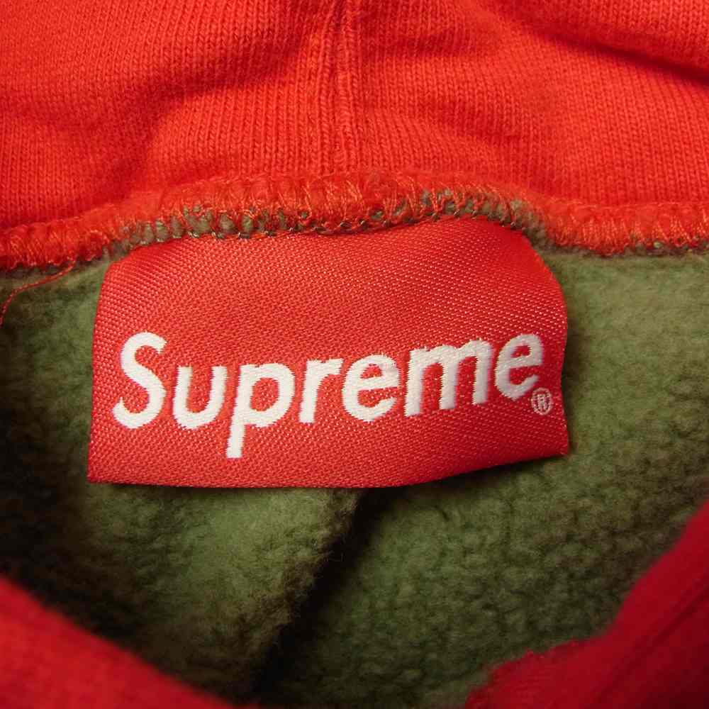 Supreme シュプリーム 21AW Contrast Hooded Sweatshirt コントラスト フーデット スウェット パーカー M カーキ系 レッド系 M【中古】