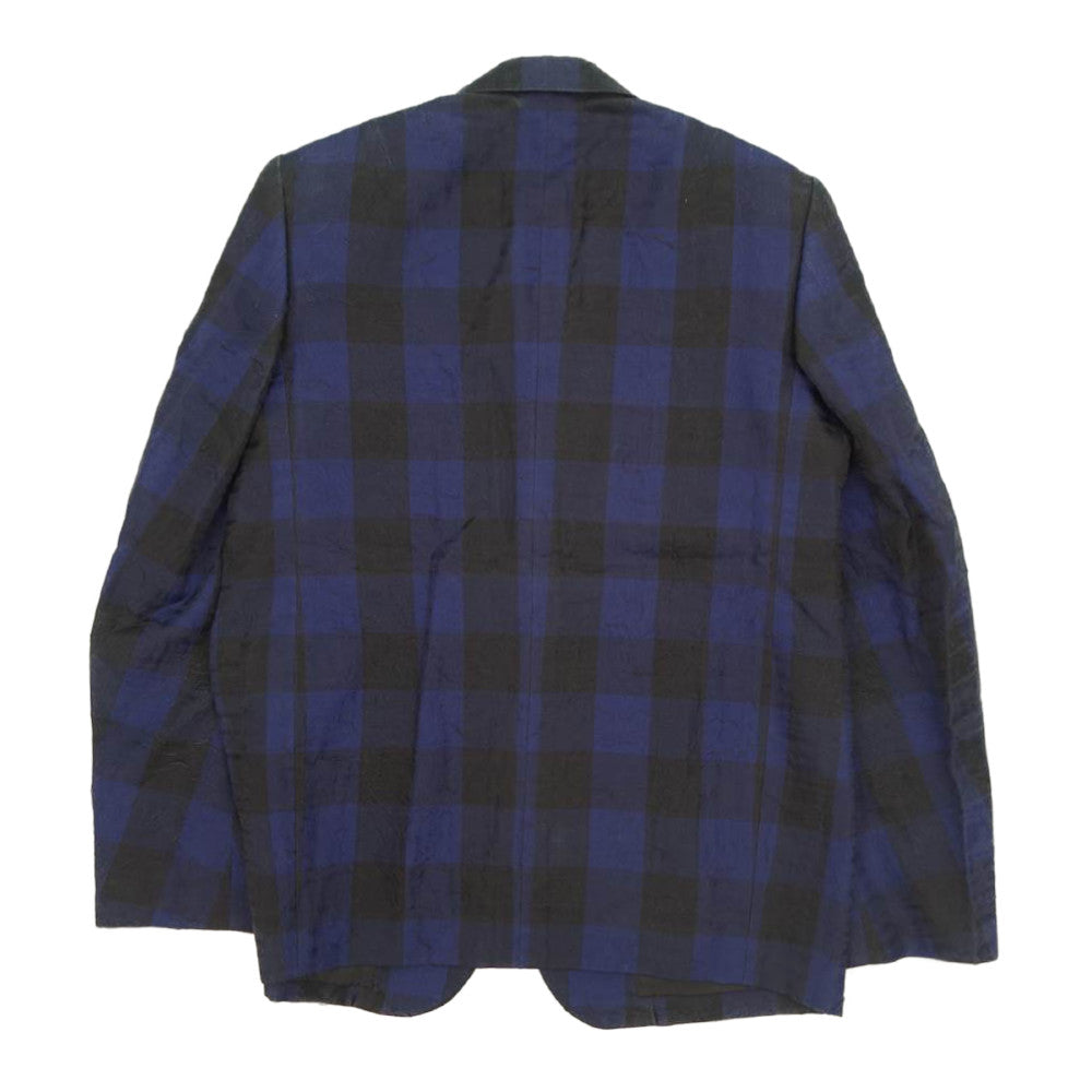 JOHN LAWRENCE SULLIVAN ジョンローレンスサリバン 2B シルク混 チェック テーラードジャケット スラックスパンツ セットアップ ブラック系 ダークネイビー系 34【中古】