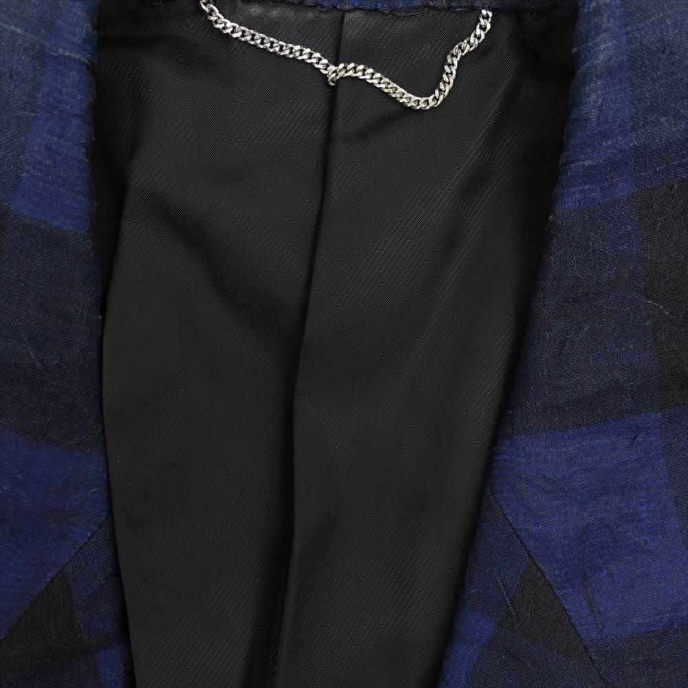 JOHN LAWRENCE SULLIVAN ジョンローレンスサリバン 2B シルク混 チェック テーラードジャケット スラックスパンツ セットアップ ブラック系 ダークネイビー系 34【中古】