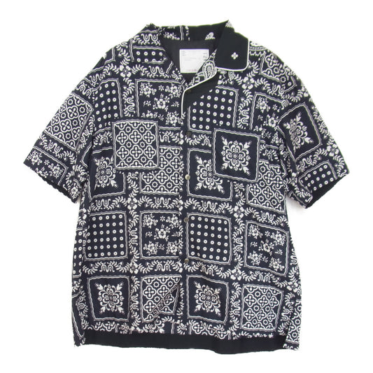 Sacai サカイ 21SS 21-02471M アーカイブ プリント 半袖 シャツ ブラック系 2【美品】【中古】