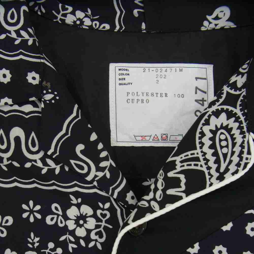 Sacai サカイ 21SS 21-02471M アーカイブ プリント 半袖 シャツ ブラック系 2【美品】【中古】
