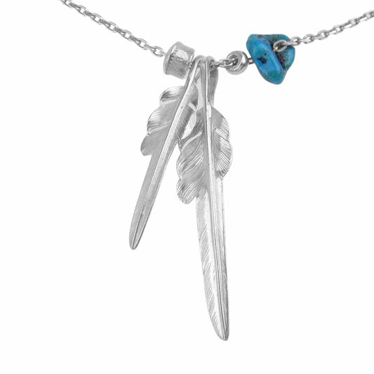 LARRY SMITH ラリースミス カゼキリフェザーL M ターコイズ コイン フック チェーン カスタムネックレス シルバー系【中古】