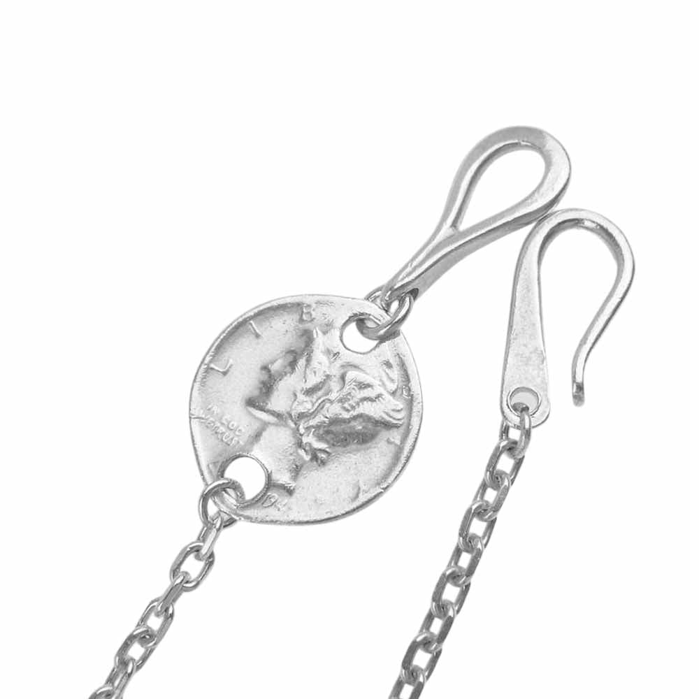 LARRY SMITH ラリースミス カゼキリフェザーL M ターコイズ コイン フック チェーン カスタムネックレス シルバー系【中古】