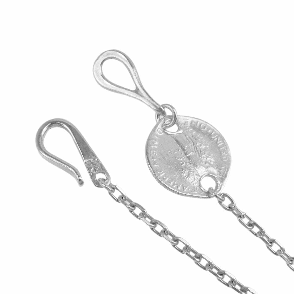 LARRY SMITH ラリースミス カゼキリフェザーL M ターコイズ コイン フック チェーン カスタムネックレス シルバー系【中古】