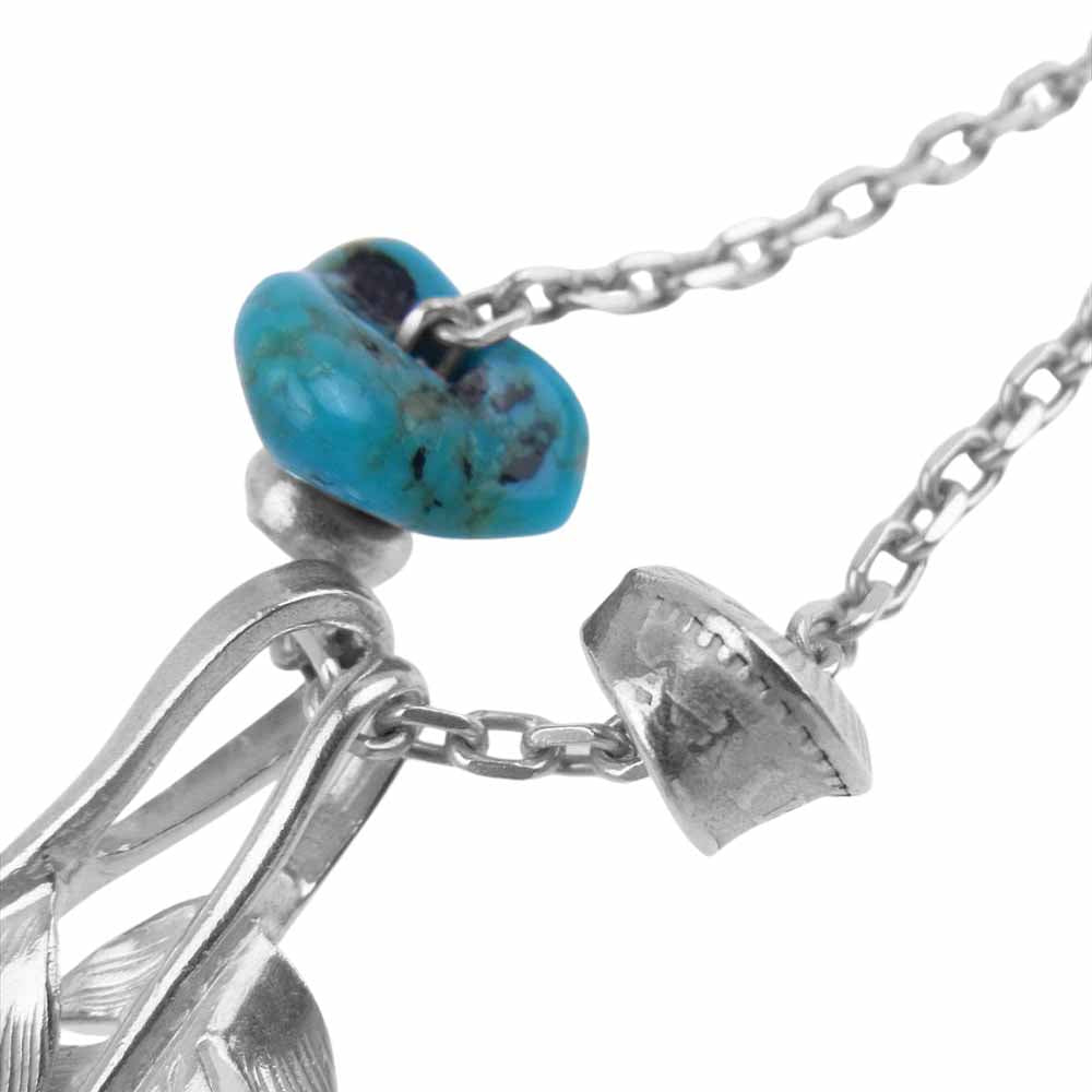 LARRY SMITH ラリースミス カゼキリフェザーL M ターコイズ コイン フック チェーン カスタムネックレス シルバー系【中古】