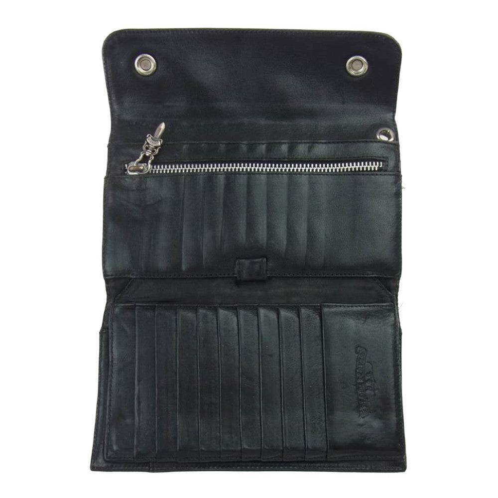 CHROME HEARTS クロムハーツ（原本有） WAVE WALLET ウェーブウォレット クロスボール ブラック系【中古】