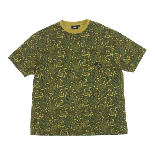 STUSSY ステューシー UNION 30th PAISLEY ユニオン 30TH ぺリズリー ポケット Tシャツ カーキ系 S【中古】